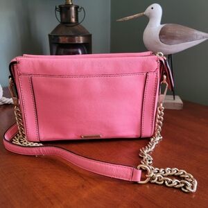 Rebecca Minkoff Pink Leather Turnlock Crossbody Chain Strap Bag